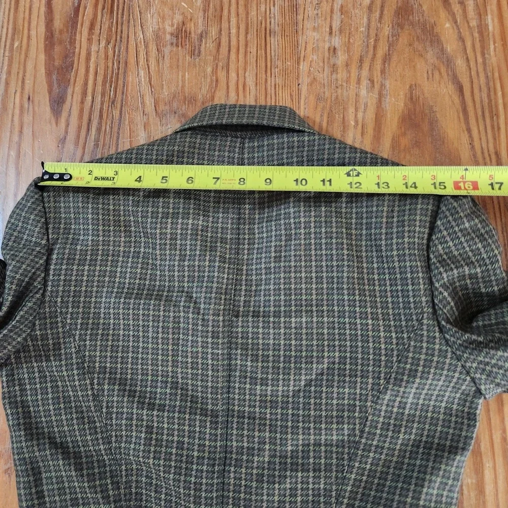 Michael Kors Made in Italy Green Houndstooth Virgin Wool Blazer Jacket Size‎ 10